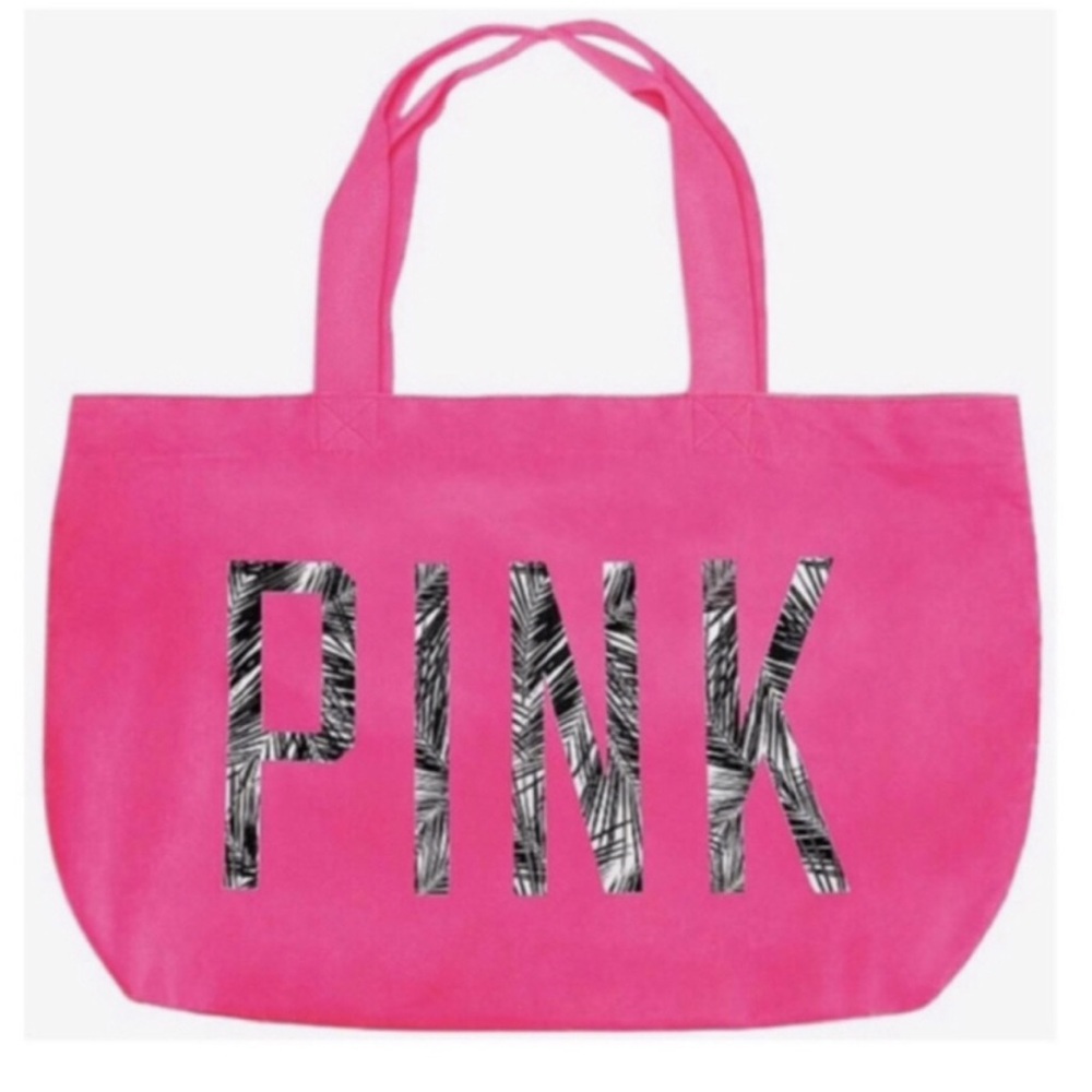 VS PINK TROPICAL PALM TOTE BAG